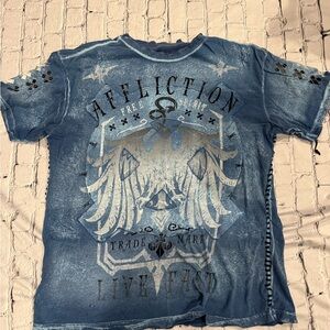 Affliction Distressed Blue Graphic Tee